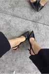 Siyah Rugan Kırmızı Taban Klasik Topuklu Ayakkabı - Stiletto