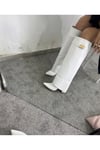 Volante Tozluk Detaylı Beyaz Kadın Topuklu Çizme