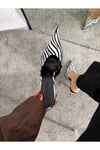 Zebra Desen Kadın Topuklu Terlik