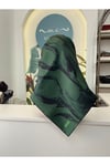 EVA TİVİL İPEK EŞARP 90*90 CM - KOYU YEŞİL