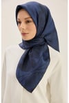 HALE TİVİL İPEK EŞARP 90*90 CM - GECE MAVİ