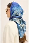 KATRE TİVİL İPEK EŞARP 90*90 CM - SAKS