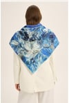 KATRE TİVİL İPEK EŞARP 90*90 CM - SAKS