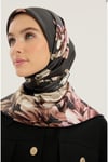 LAL TİVİL İPEK EŞARP 90*90 CM - FÜME