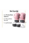 Dragon Pembe Boks Eldiveni Seti Bandaj ve Dişlik Dahil Kick Boks Muay Thai