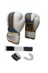 Legacy Kick Boks Eldiveni Boks Eldiveni MuayThai Müsabaka Antreman eldiveni 3'li Set Beyaz Altın