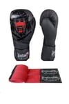 Yakuza Kick Boks Eldiveni Boks Eldiveni Ve Kırmızı 3,5 Metre Bandajlı Set