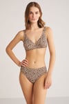 Kom Alina Leopar Desenli Toparlayıcı Bikini Kahve