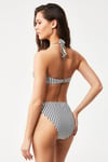 Kom Anjali Çizgi Desenli Straplez Bikini Siyah