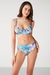Kom Bonita Desenli Toparlayıcı Bikini Mavi