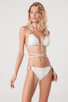 Kom Erel Çıkarılabilir Kaplı İnce Altlı Üçgen Bikini Beyaz