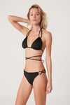 Kom Erel Çıkarılabilir Kaplı İnce Altlı Üçgen Bikini Siyah
