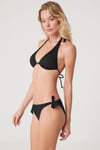Kom Fara Parlak Kumaş Düz Renk Bikini Siyah