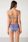 Kom Flor Şal Desen Destekli Bikini Mavi