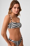 Kom Frunze Çizgi Desen Straplez Bikini Siyah