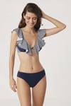 Kom Karoz Çıkarılabilir Kaplı Kalın Altlı Üçgen Bikini Lacivert