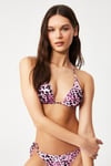 Kom Lazuli Leopar Desen Üçgen Bikini Pembe
