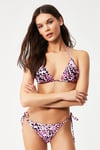 Kom Lazuli Leopar Desen Üçgen Bikini Pembe