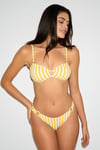 Kom Linjeli Çizgi Desen Straplez Bikini Takımı Sarı