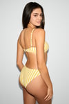 Kom Linjeli Çizgi Desen Straplez Bikini Takımı Sarı