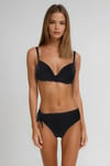 Kom Lolita Simli Kumaş Dolgulu (Push Uplı) Bikini Siyah