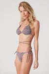Kom Mordan Çıkarılabilir Kaplı İnce Bağcıklı Alt Üçgen Bikini Mor
