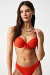 Kom Ronita Dokulu Kumaşlı Dolgulu (Push Uplı) Bikini Turuncu