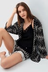 Pierre Cardin Kadın Modal 3 lü Gecelik Sabahlık Takım Siyah