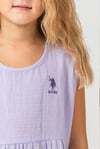 U.S. Polo Assn Kız Çocuk Müslin Elbise Lila