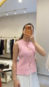 PEMBE GOLD ÜĞME DETAYLI TRİKO YELEK 