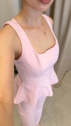 TOZ PEMBE KARE YAKA BLUZ FLARE PANTOLON TAKIM