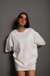 24/1 Düz A Kalite Oversize T-shirt - Beyaz