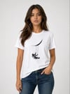 Astronot Ay Temalı Tişört Kısa Kol Yazlık Bisiklet Yaka T-Shirt - Beyaz
