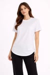 Basic T-Shirt Kısa Kol Bisiklet Yaka Oval Kesim Tişört - Beyaz
