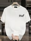 Baskılı Oversize Bisiklet Yaka T-shirt - Beyaz