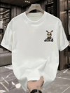 Baskılı Oversize Bisiklet Yaka T-shirt - Beyaz