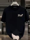 Baskılı Oversize Bisiklet Yaka T-shirt - Siyah