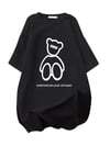 Baskılı Oversize Bisiklet Yaka T-shirt - Siyah