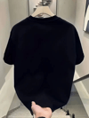 Baskılı Oversize Bisiklet Yaka T-shirt - Siyah