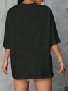 Baskılı Oversize Bisiklet Yaka T-shirt - Siyah