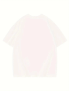 Baskılı Oversize Bisiklet Yaka T-shirt - Beyaz
