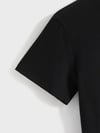 Baskılı Oversize Bisiklet Yaka T-shirt - Siyah