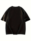 Baskılı Oversize Bisiklet Yaka T-shirt - Siyah