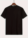 Baskılı Oversize Bisiklet Yaka T-shirt - Siyah