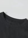 Baskılı Oversize Bisiklet Yaka T-shirt - Siyah