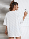 Baskılı Oversize Bisiklet Yaka T-shirt - Beyaz
