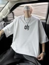 Baskılı Oversize Bisiklet Yaka T-shirt - Beyaz