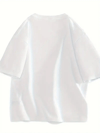 Baskılı Oversize Bisiklet Yaka T-shirt - Beyaz