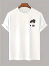 Baskılı Oversize Bisiklet Yaka T-shirt - Beyaz