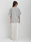 Baskılı Oversize Tişört – Gri Melanj